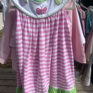 Pink and Green Striped Baby Dress
